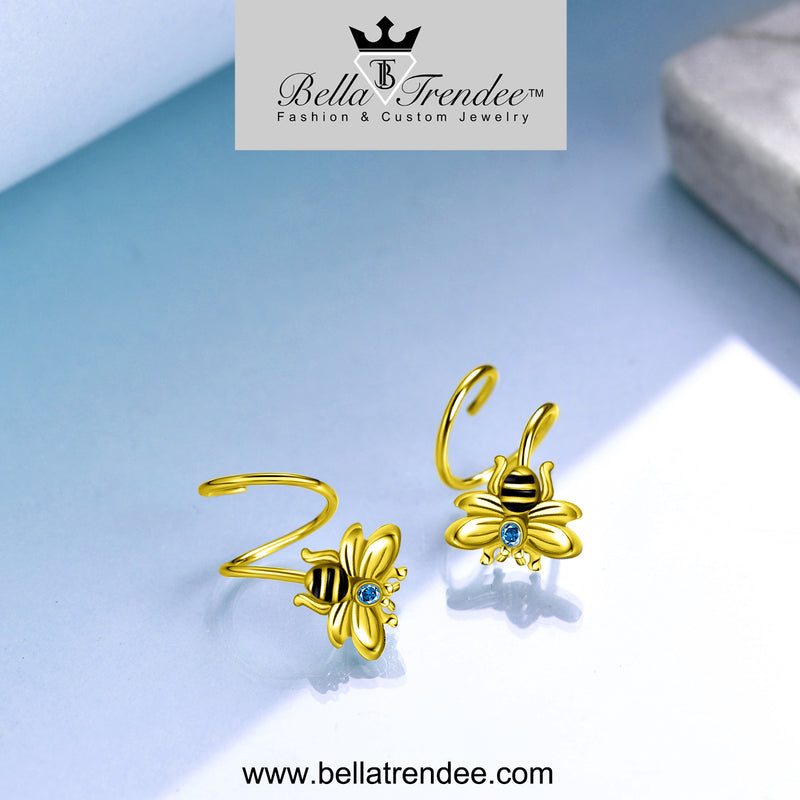 Bee Earrings 925 Silver - Bella Trendee