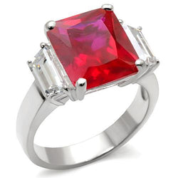 6X061 High-Polished 925 Sterling Silver Ring with Synthetic in Ruby - Bella Trendee