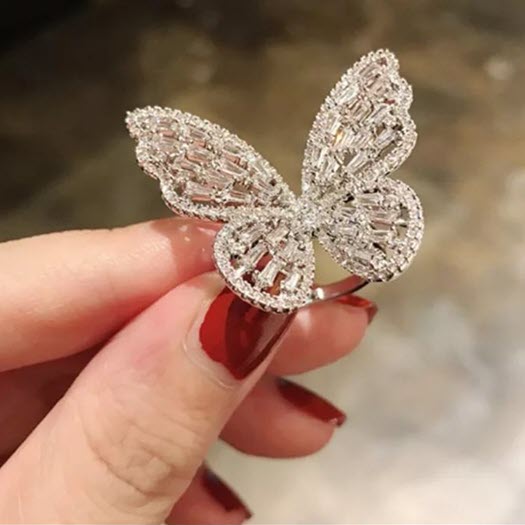 Butterfly ring 925 Silver Cubic Zirconia - Bella Trendee