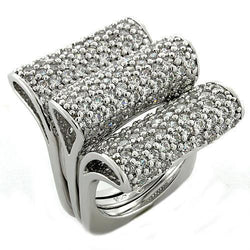 LOAS1047 - Rhodium 925 Sterling Silver Ring with AAA Grade CZ  in Clear - Bella Trendee